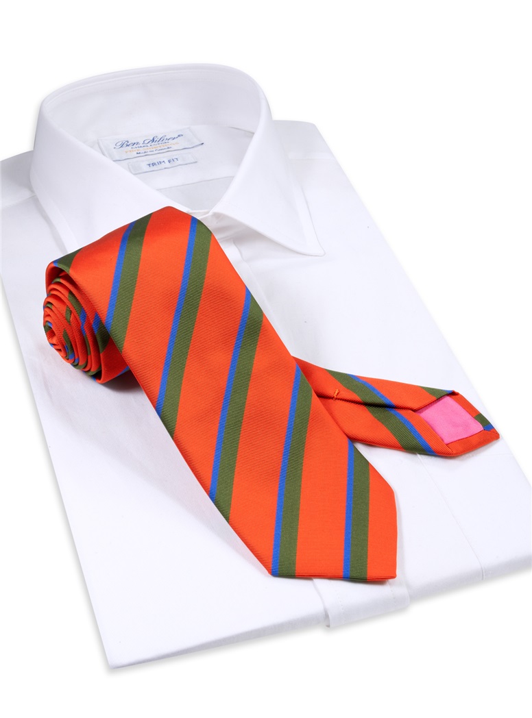 Mogador Double Striped Tie in Tangerine