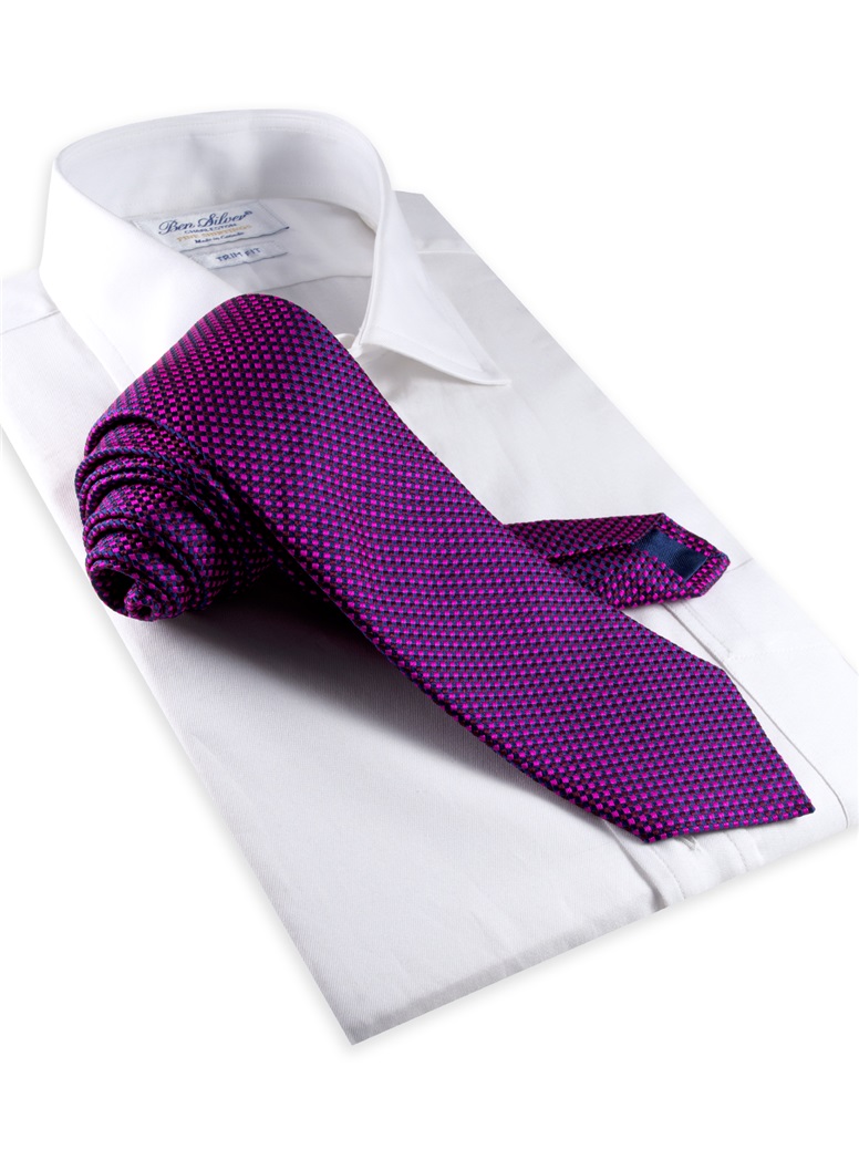 Basketweave Tie in Violet, Pink & Marine