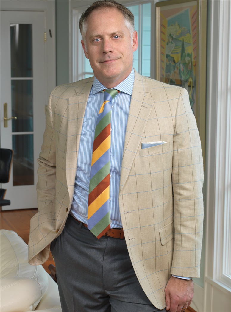 Cream Sport Coat with Tan and Blue Windowpanes