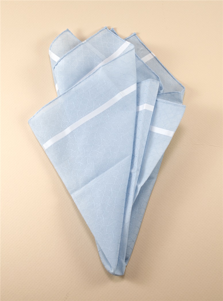 Jacquard Woven Sky Blue Cotton Pocket Square