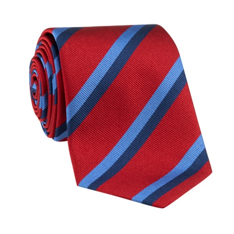 Silk Double Stripe Tie in Scarlet