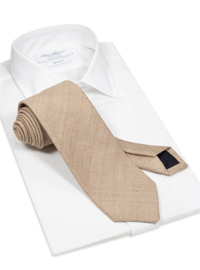 Silk Shantung Tie in Wheat