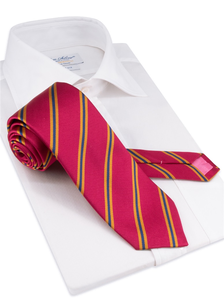 Silk Striped Tie in Azalea