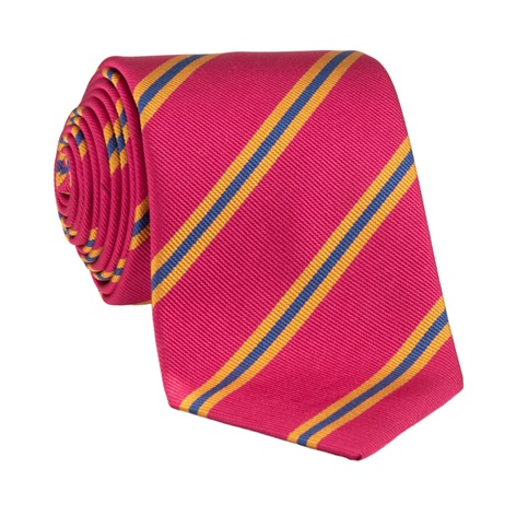 Silk Striped Tie in Azalea