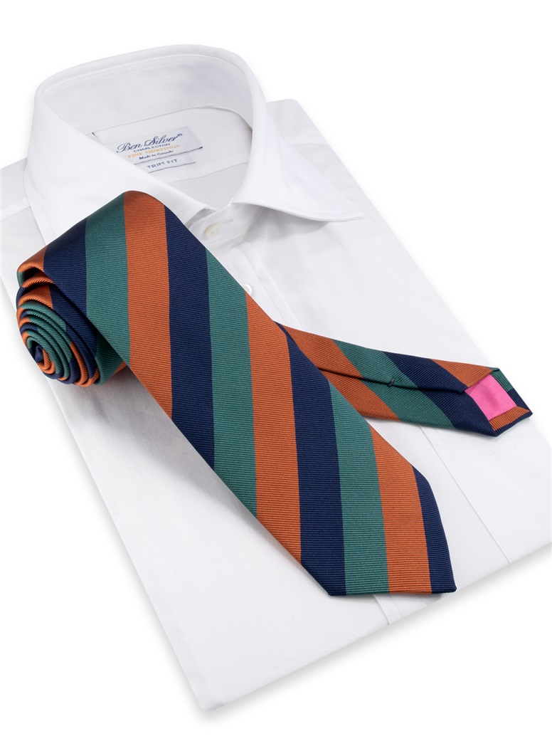 Silk Block Striped Tie in Copper