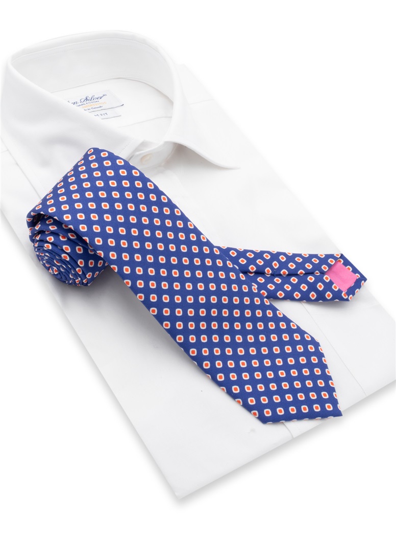 Silk Square Motif Tie in Royal