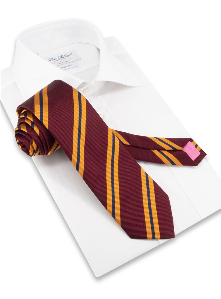 Silk Striped Tie in Claret