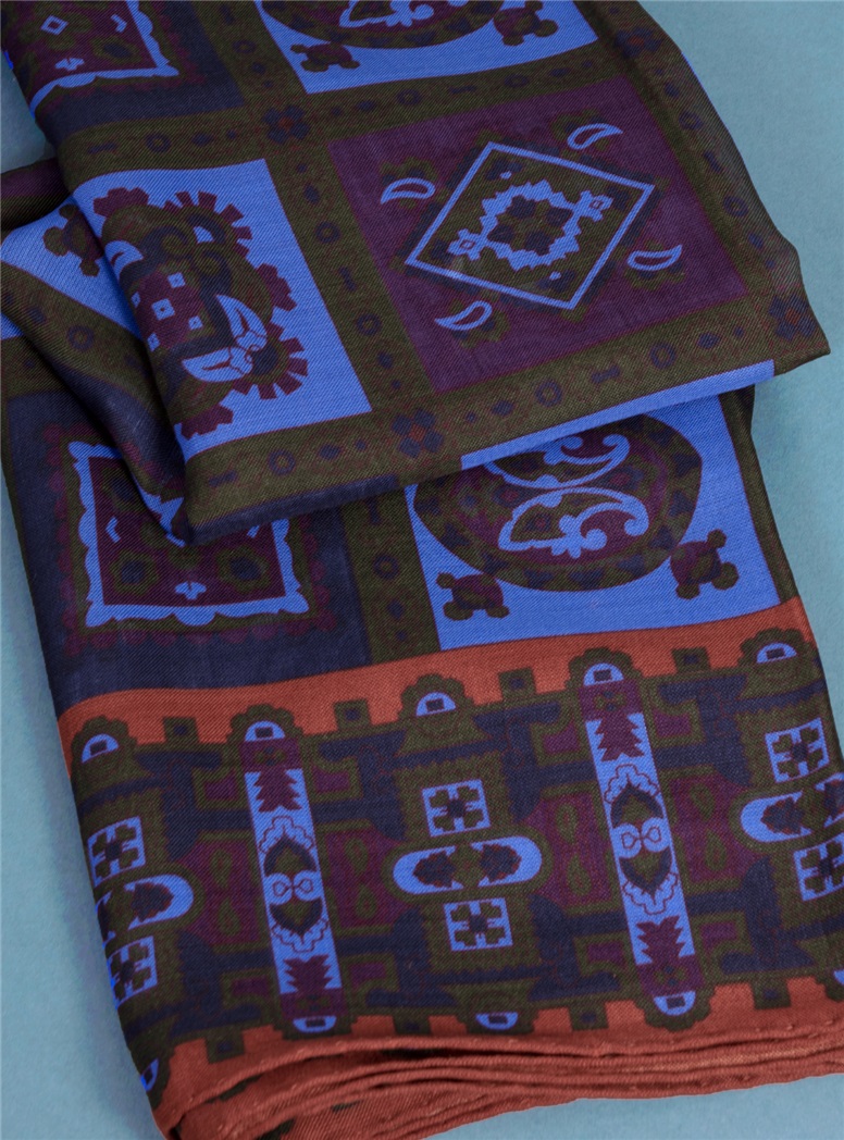 Wool and Silk Medallion Printed Scarf