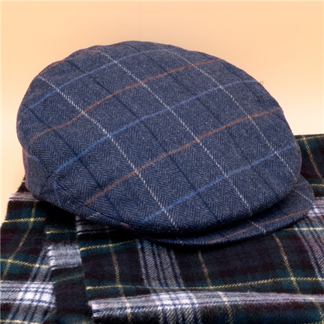 Wool Hemsley Windowpane Cap in Navy
