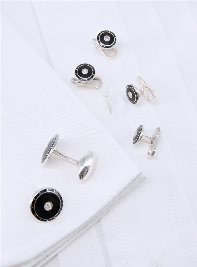 Diamond and Black Enamel Formal Set