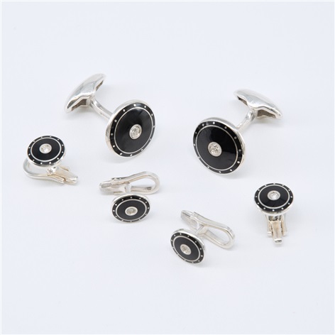 Diamond and Black Enamel Formal Set