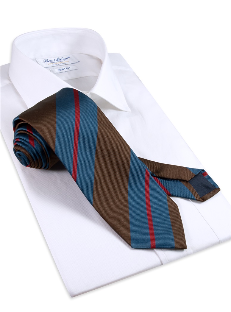 Silk Multi-Stripe Tie in Mocha