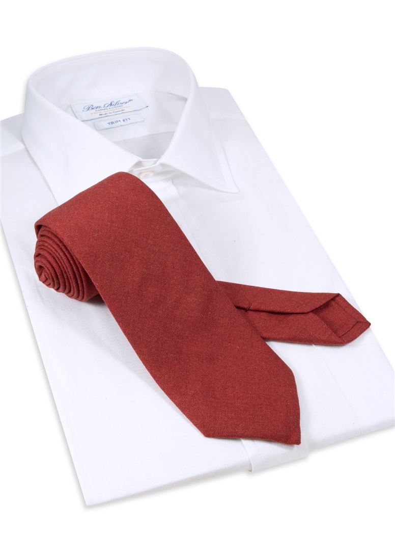 Silk and Cashmere Solid Tie in Chilli