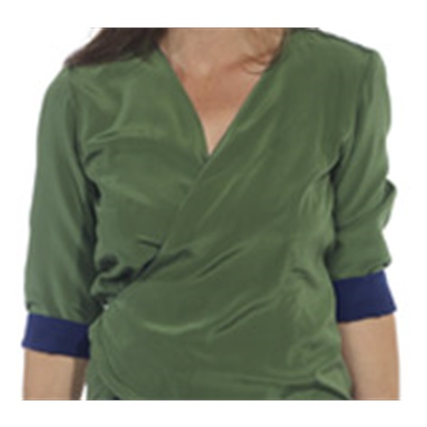 Marie Meunier Reversible Wrap Blouse in Green and Blue