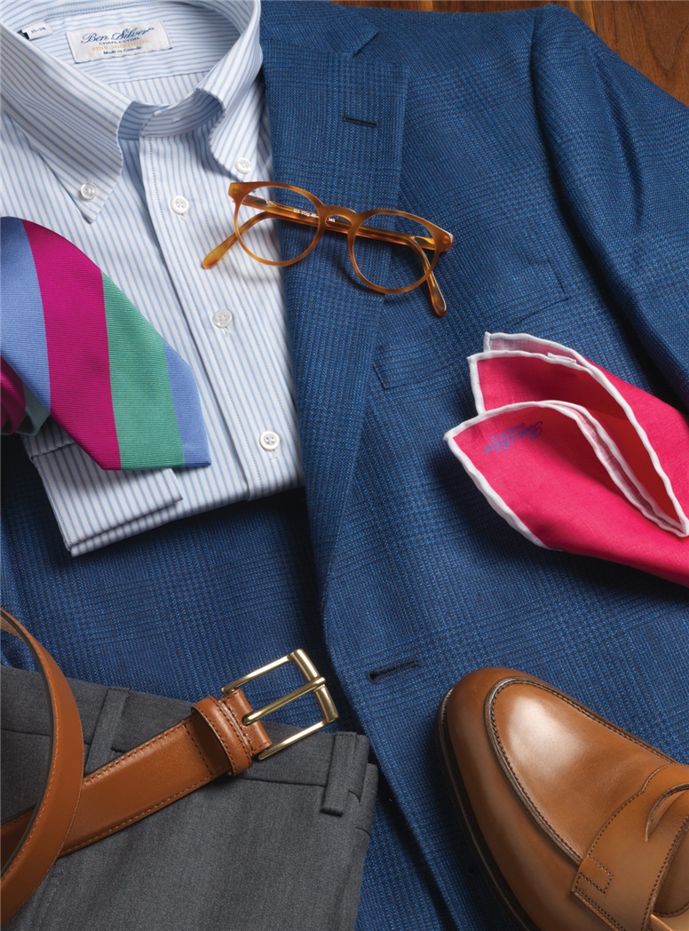 Blue and New Navy Prince of Wales Plaid Sport Coat