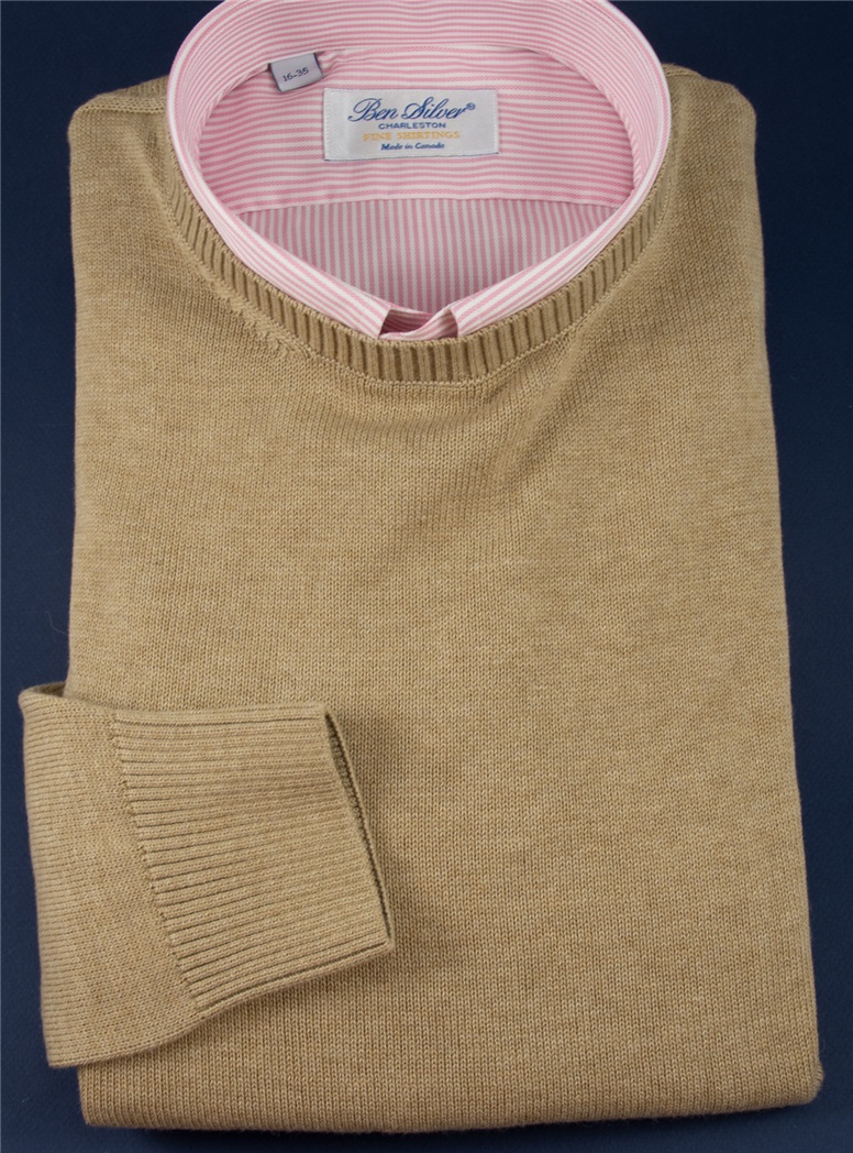 Cotton Crewneck Sweater in Oatmeal