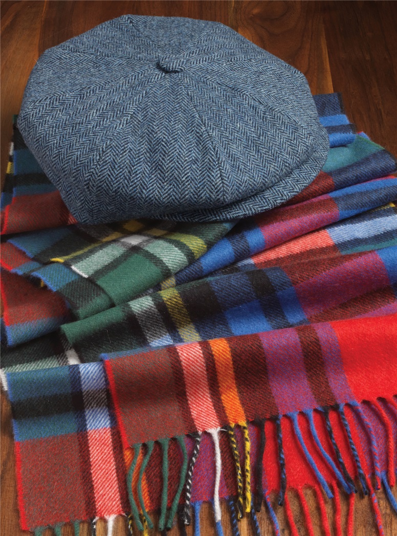 Navy and Sky Herringbone Wool Cap