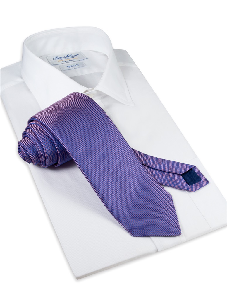 Silk Basketweave Tie in Violet