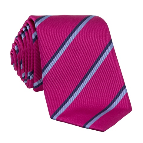 Silk Double Striped Tie in Magenta