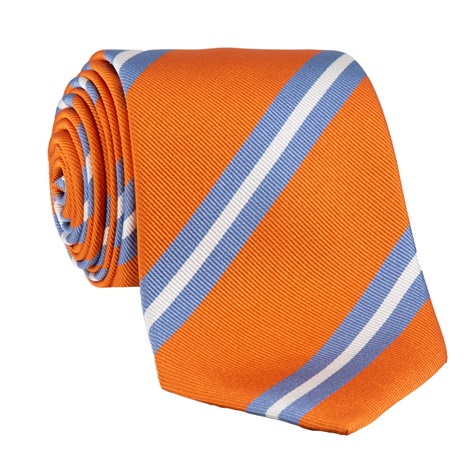 Silk Double Striped Tie in Mango