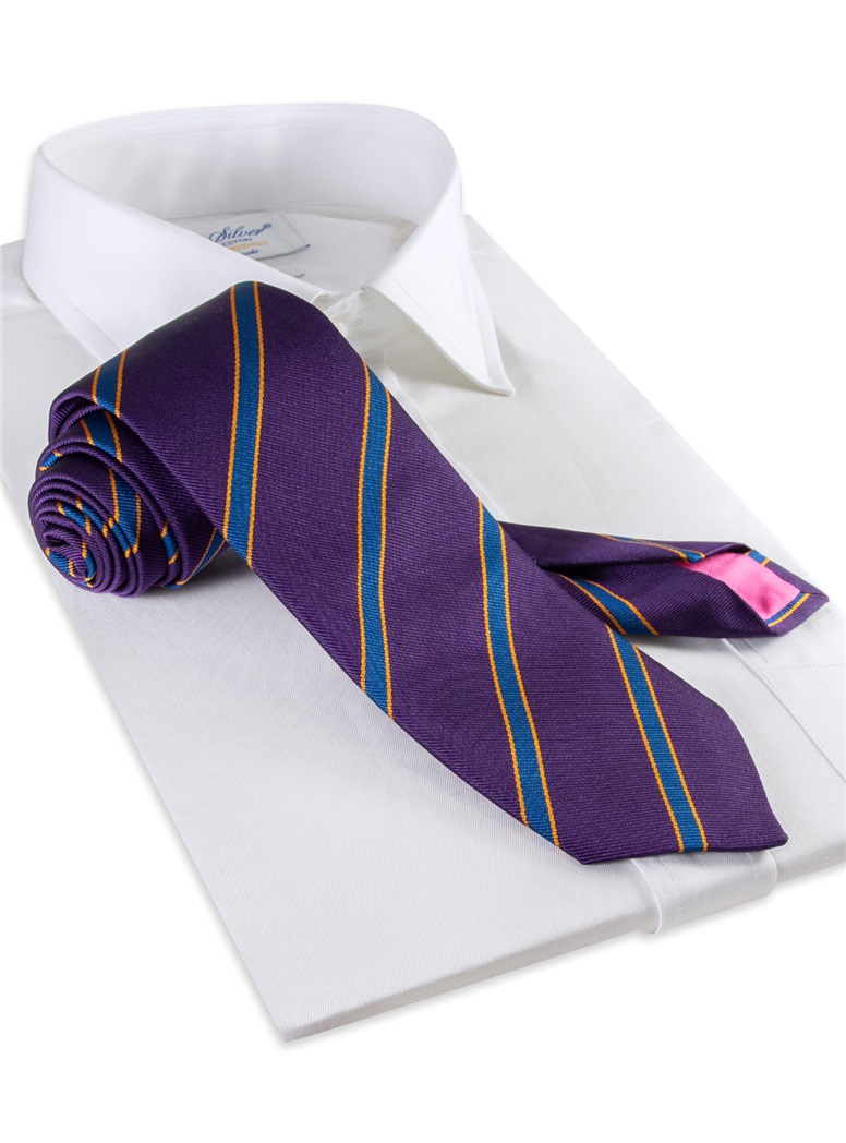 Silk Stripe Tie in Violet and Royal Blue