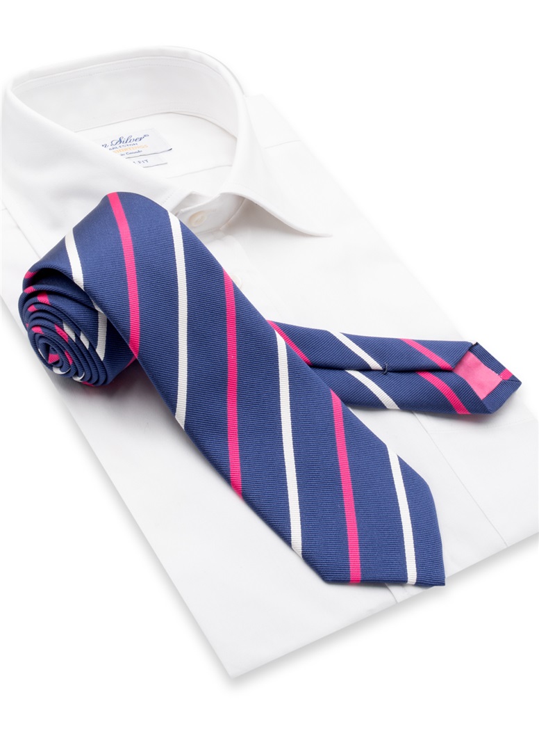 Silk Bar Striped Tie in Royal