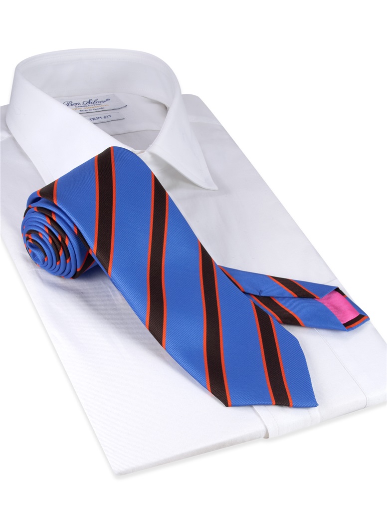 Silk Striped Tie in Azure