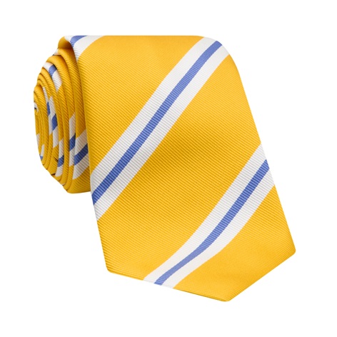 Silk Striped Tie in Sun and Cornflower