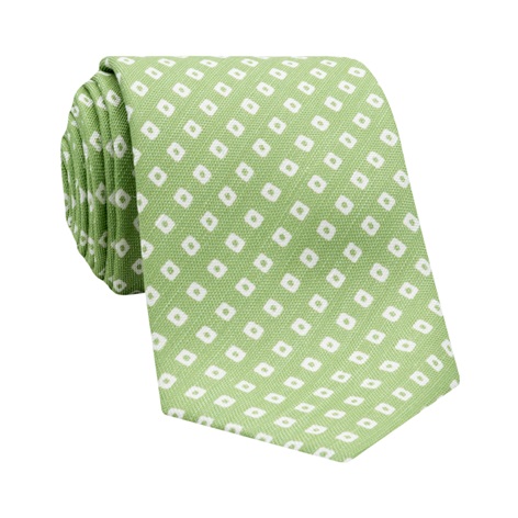 Silk and Linen Diamond Printed Tie in Pistachio