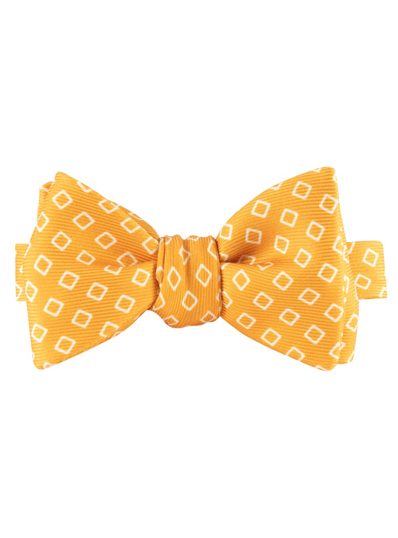 Silk Diamond Motif Bow Tie in Marigold