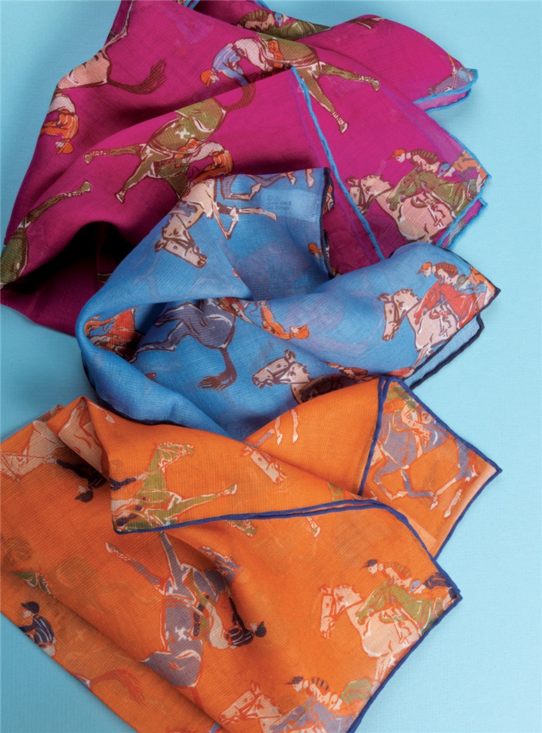 Cotton and Cashmere Jockey Motif Pocket Squares