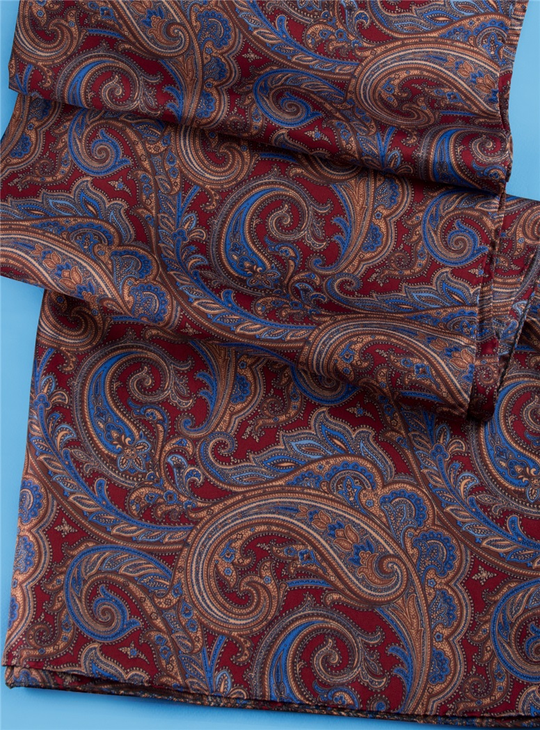 Ladies Silk Paisley Scarf in Cranberry