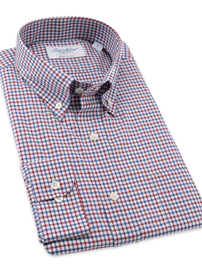 Red and Navy Check Button Down