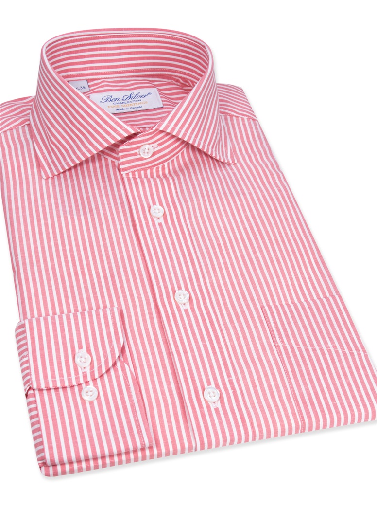 Cotton/Linen Coral and White Cutaway