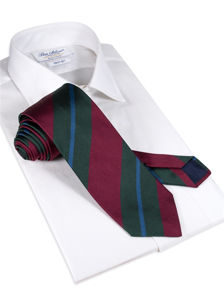 Silk Multi-Stripe Tie in Berry - The Ben Silver Collection