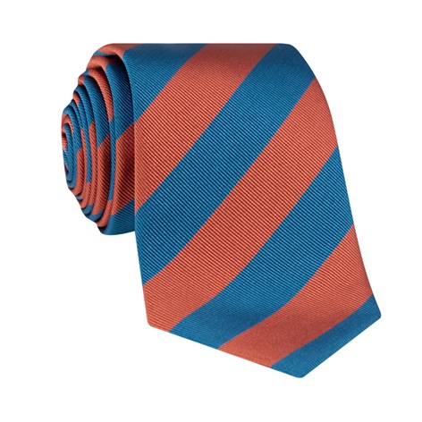Silk Block Striped Tie in Brick