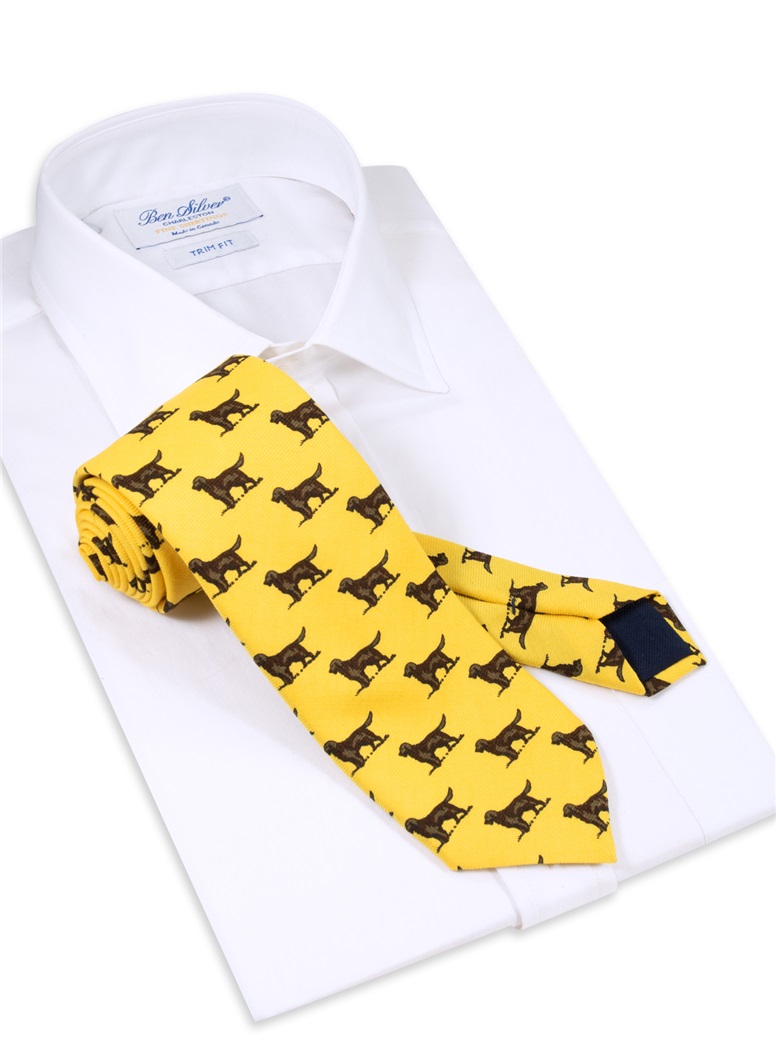 Wool Printed Golden Retriever Tie in Sun