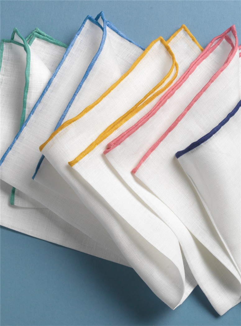 Linen Pocket Squares with Contrasting Borders