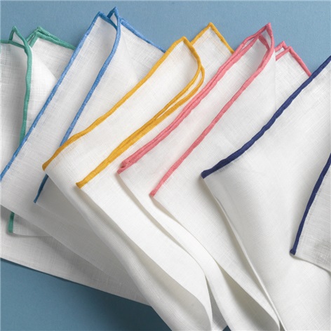 Linen Pocket Squares with Contrasting Borders