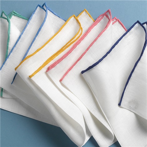 Linen Pocket Squares with Contrasting Borders