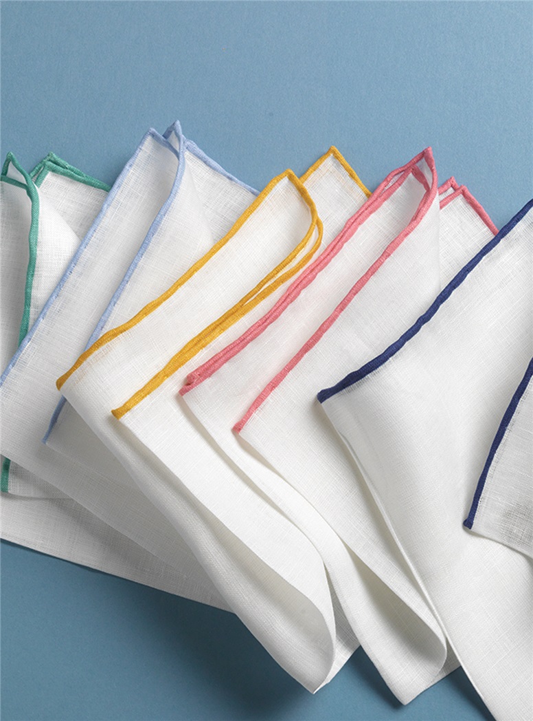 Linen Pocket Squares with Contrasting Borders