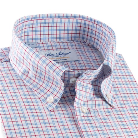 Red and Blue Small Tattersall Check Button Down