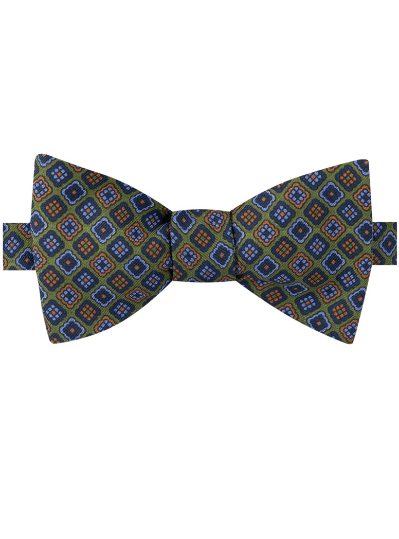 Silk Tile Print Bow Tie in Fern