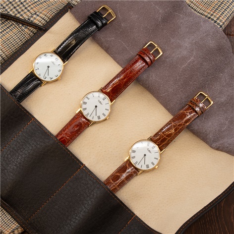 Leather Travel Watch Roll in Dark Brown
