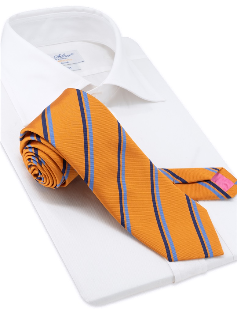 Silk Striped Tie in Marigold
