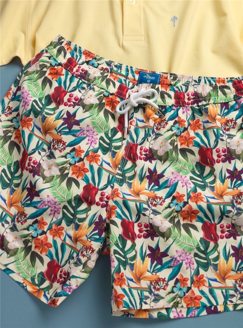 Tropical Floral Print Charleston Trunks