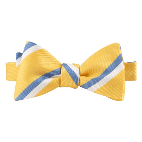 Silk Double Striped Bow Tie in Yellow