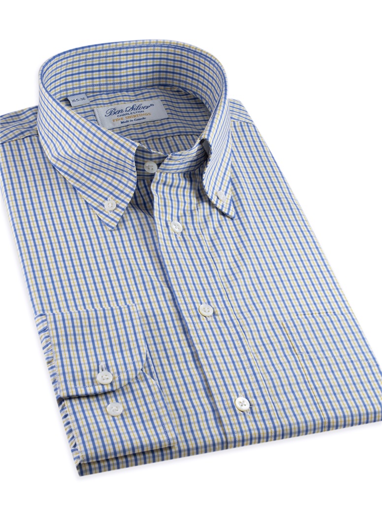 Yellow and Blue Check Button Down