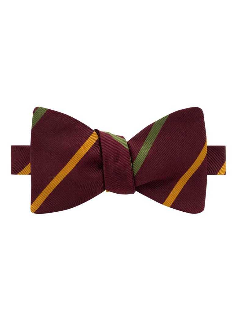 Mogador Double Bar Striped Bow Tie in Wine