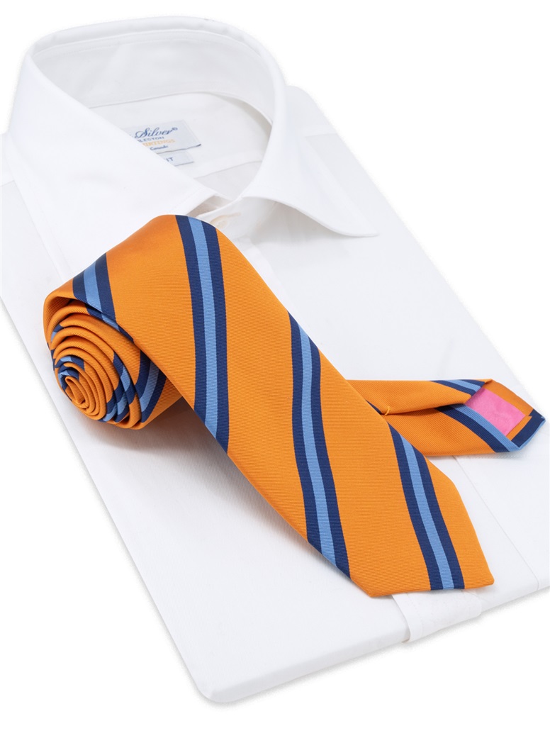 Mogador Silk Striped Tie in Marigold